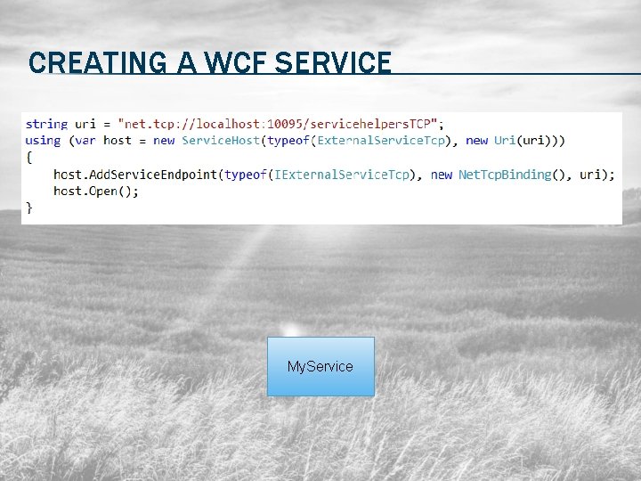 CREATING A WCF SERVICE My. Service 