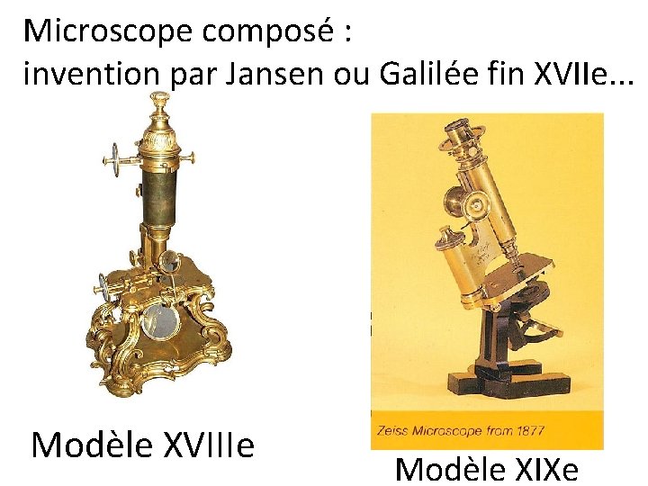 Microscope composé : invention par Jansen ou Galilée fin XVIIe. . . Modèle XVIIIe