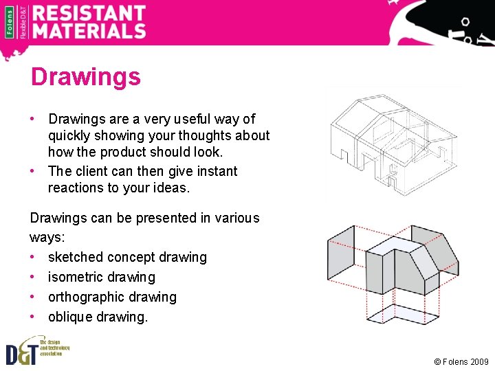 Drawings • Drawings are a very useful way of quickly showing your thoughts about