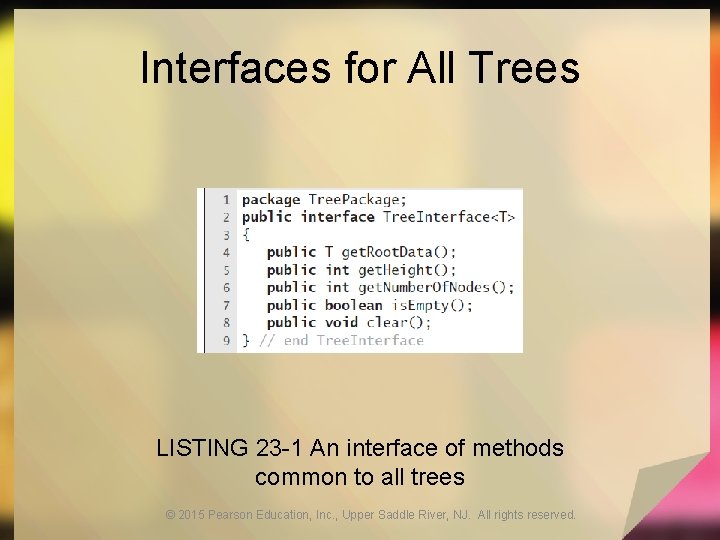 Interfaces for All Trees LISTING 23 -1 An interface of methods common to all