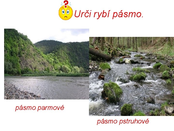 Urči rybí pásmo. Obr. 23 pásmo parmové Obr. 21 pásmo pstruhové 