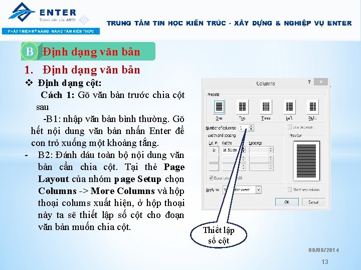 Định dạng văn bản 1. Định dạng văn bản B A. v Định dạng Định dạng văn bản 1. Định dạng văn bản B A. v Định dạng