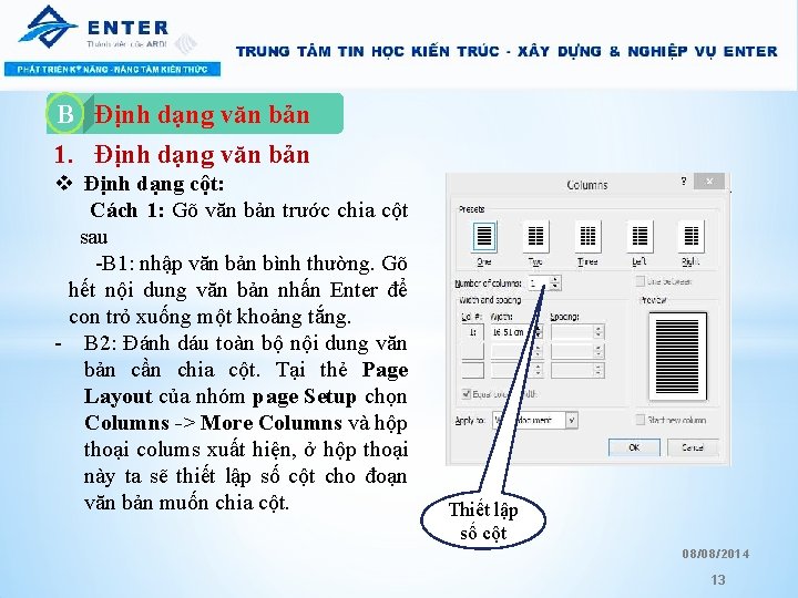 Định dạng văn bản 1. Định dạng văn bản B A. v Định dạng