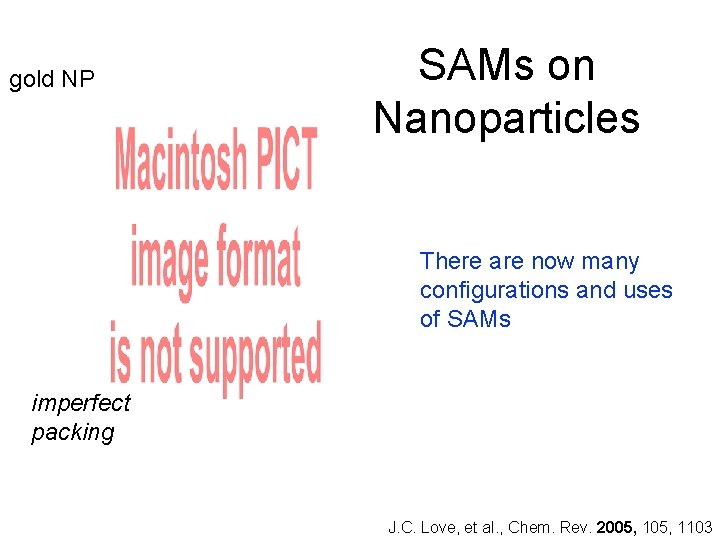 gold NP SAMs on Nanoparticles There are now many configurations and uses of SAMs