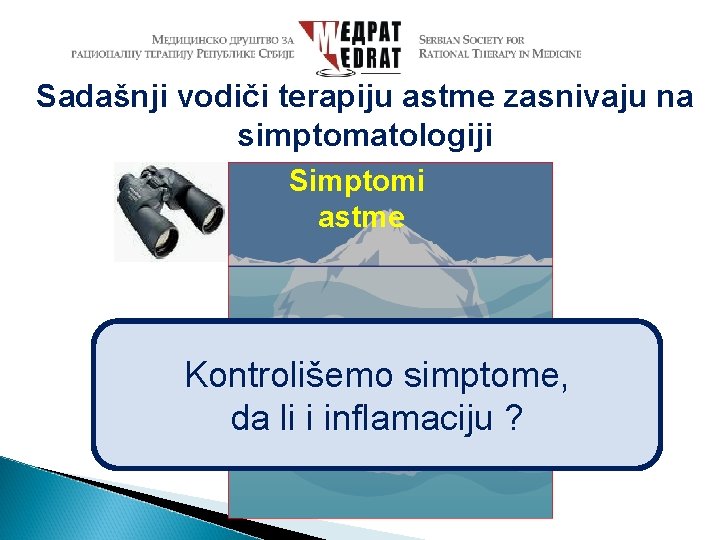 Sadašnji vodiči terapiju astme zasnivaju na simptomatologiji Simptomi astme Kontrolišemo simptome, Inflamacija da li