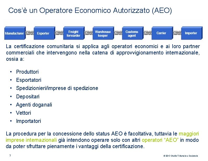 Cos’è un Operatore Economico Autorizzato (AEO) La certificazione comunitaria si applica agli operatori economici