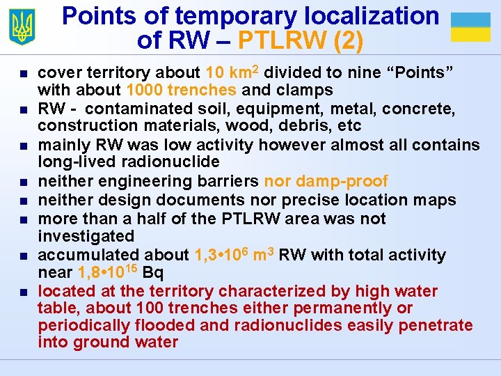 Points of temporary localization of RW – PTLRW (2) n n n n cover