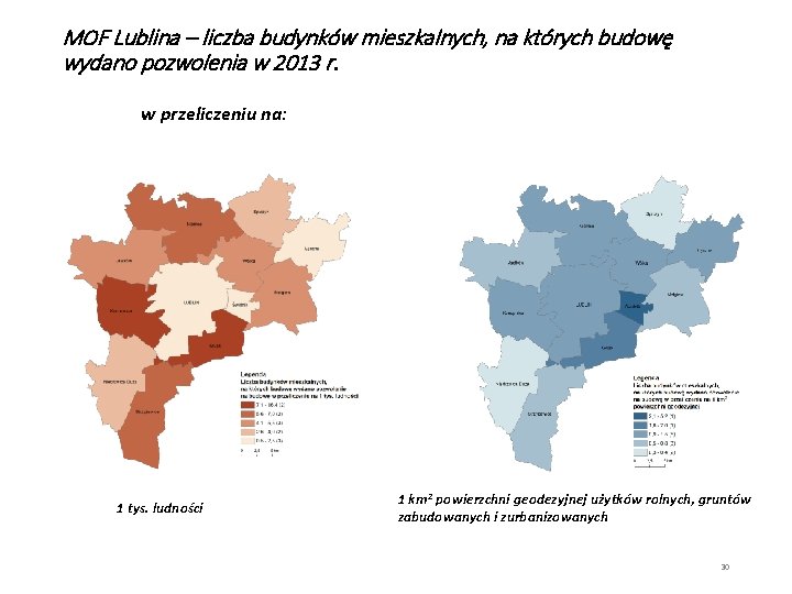 MOF Lublina – liczba budynków mieszkalnych, na których budowę wydano pozwolenia w 2013 r.