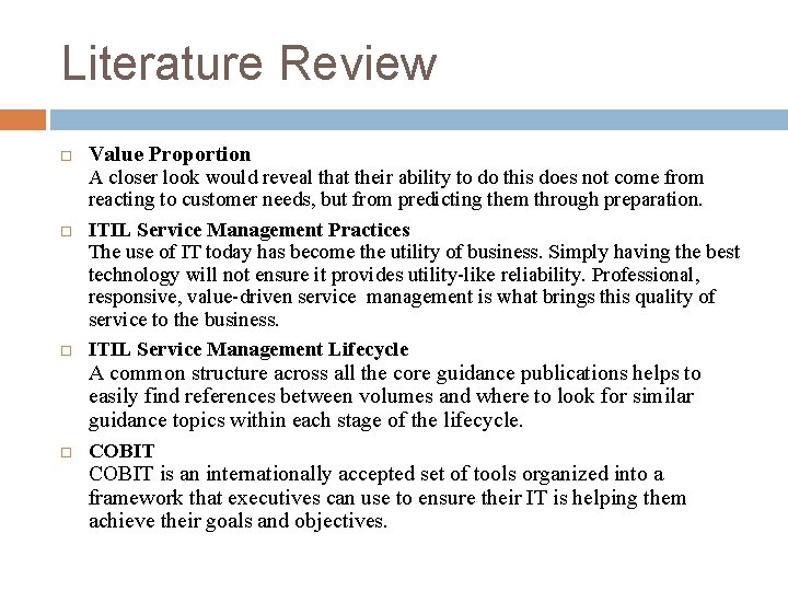 Literature Review Value Proportion A closer look would reveal that their ability to do