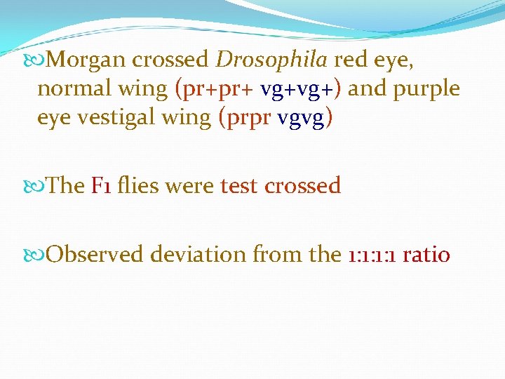  Morgan crossed Drosophila red eye, normal wing (pr+pr+ vg+vg+) and purple eye vestigal
