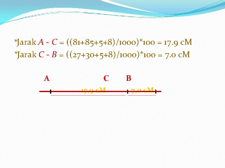 *Jarak A - C = ((81+85+5+8)/1000)*100 = 17. 9 c. M *Jarak C -