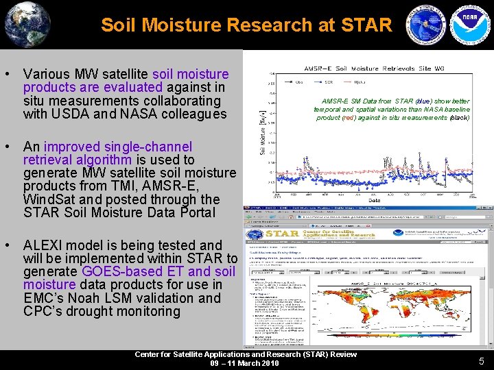 Soil Moisture Research at STAR • Various MW satellite soil moisture products are evaluated