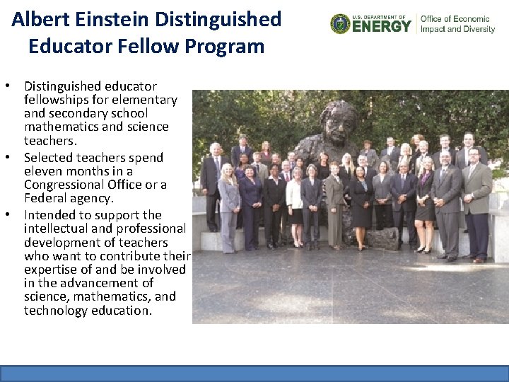 Albert Einstein Distinguished Educator Fellow Program • Distinguished educator fellowships for elementary and secondary