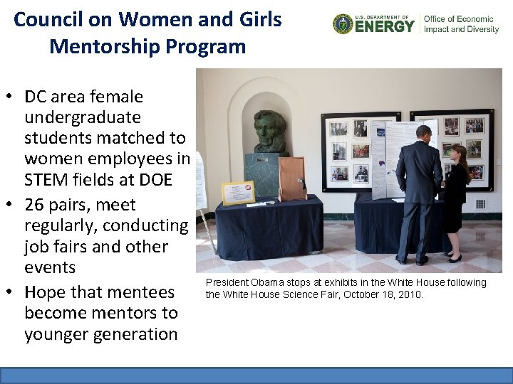 Council on Women and Girls Mentorship Program • DC area female undergraduate students matched