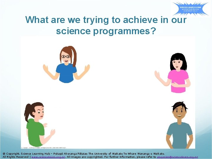 What are we trying to achieve in our science programmes? © Copyright. Science Learning