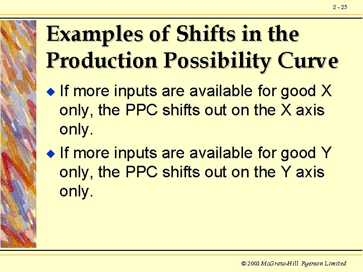 2 - 25 Examples of Shifts in the Production Possibility Curve If more inputs