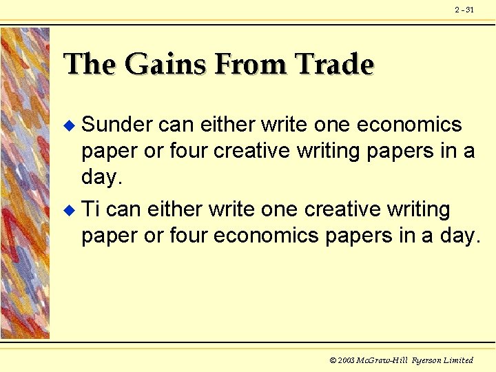 2 - 31 The Gains From Trade Sunder can either write one economics paper