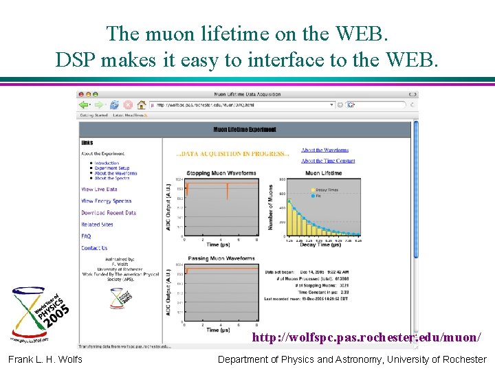 The muon lifetime on the WEB. DSP makes it easy to interface to the
