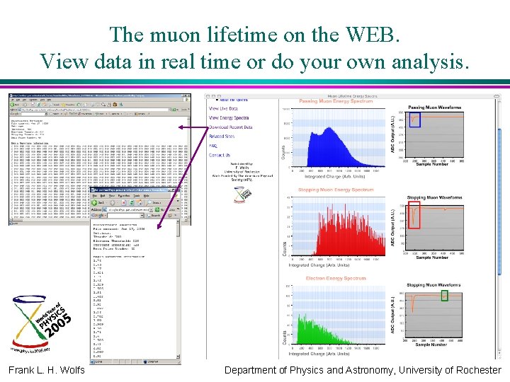 The muon lifetime on the WEB. View data in real time or do your