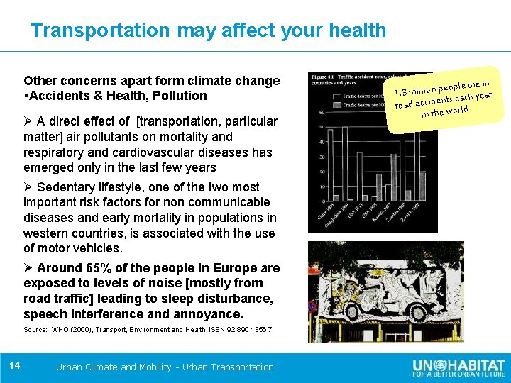 Transportation may affect your health Other concerns apart form climate change §Accidents & Health,