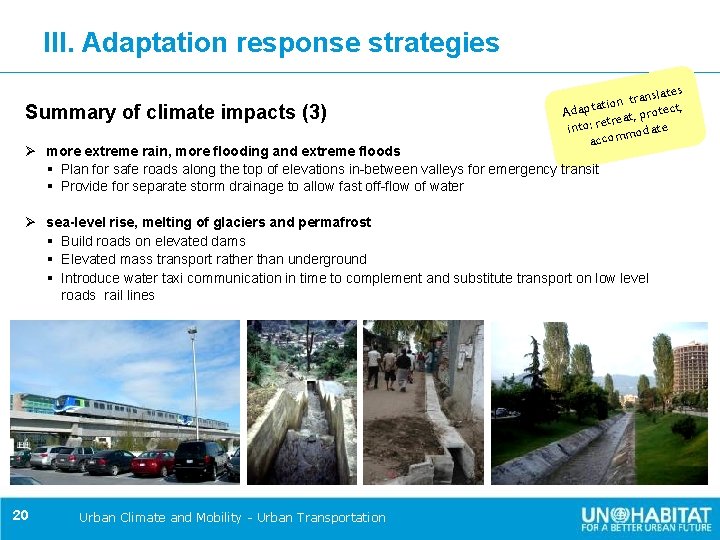 III. Adaptation response strategies Summary of climate impacts (3) nslates a r t n