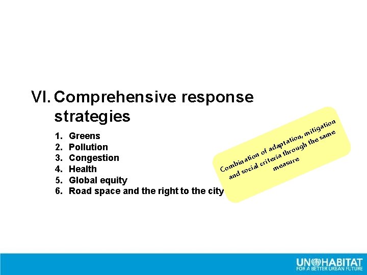 VI. Comprehensive response strategies 1. 2. 3. 4. 5. 6. tion a g i