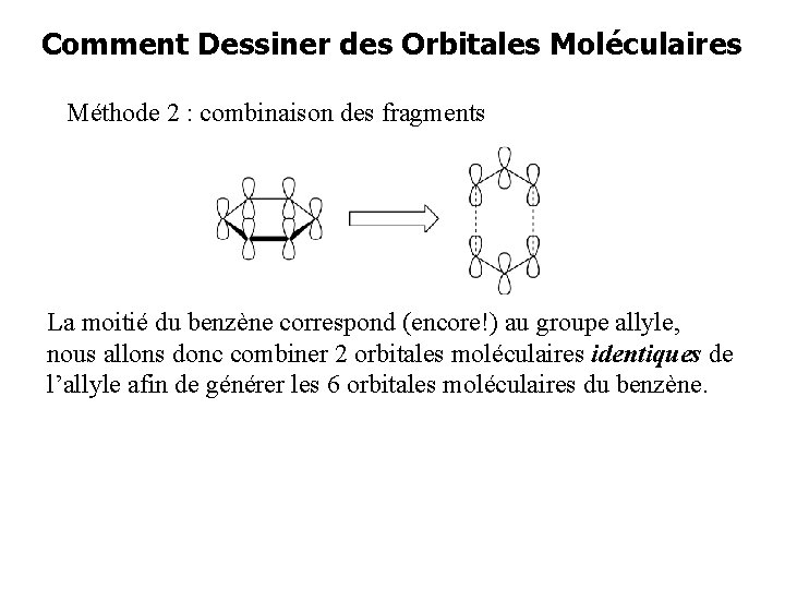 Comment Dessiner des Orbitales Moléculaires Méthode 2 : combinaison des fragments La moitié du