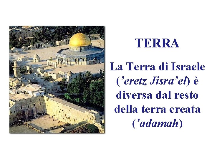 TERRA La Terra di Israele (’eretz Jisra’el) è diversa dal resto della terra creata