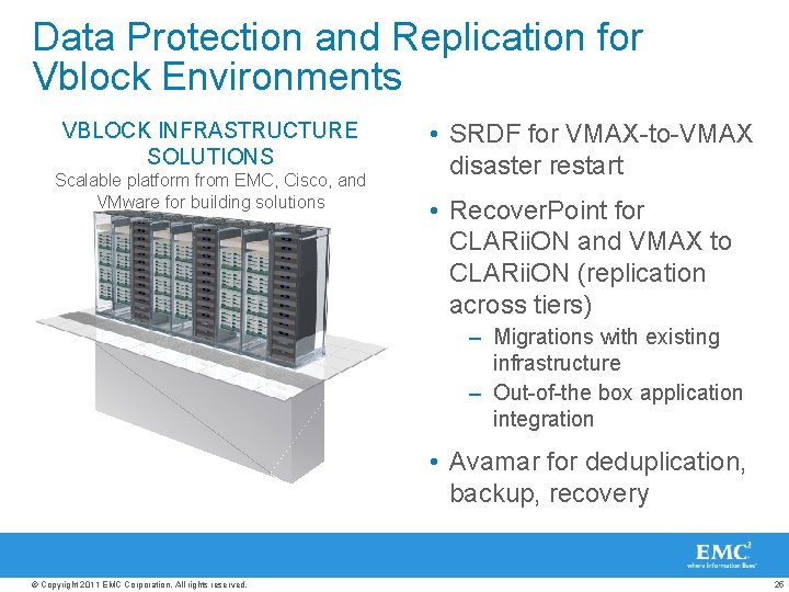 Data Protection and Replication for Vblock Environments VBLOCK INFRASTRUCTURE SOLUTIONS Scalable platform from EMC,