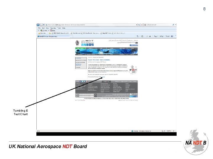 8 Tumbling E Test Chart UK National Aerospace NDT Board 