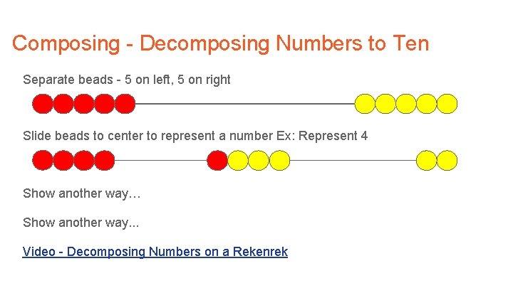 Composing - Decomposing Numbers to Ten Separate beads - 5 on left, 5 on