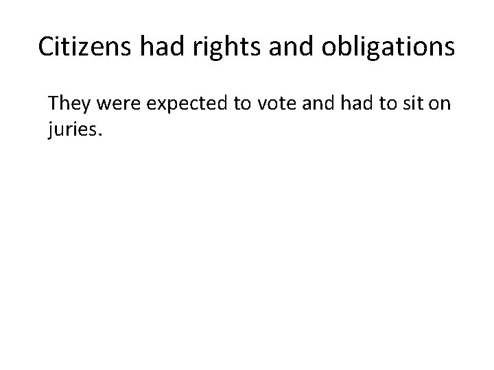 Citizens had rights and obligations They were expected to vote and had to sit