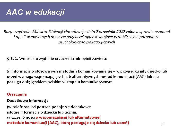 AAC w edukacji Rozporządzenie Ministra Edukacji Narodowej z dnia 7 września 2017 roku w