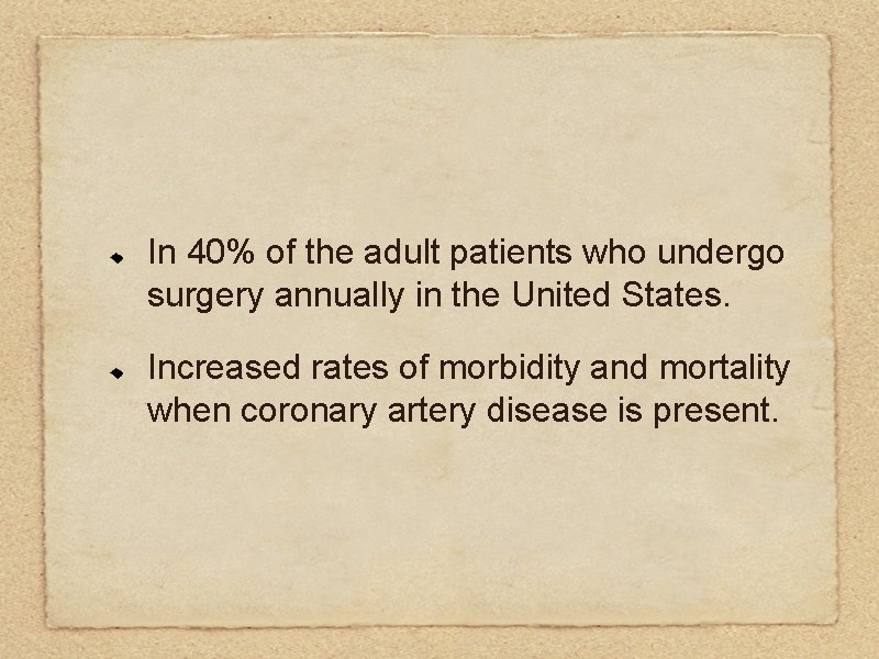 In 40% of the adult patients who undergo surgery annually in the United States.