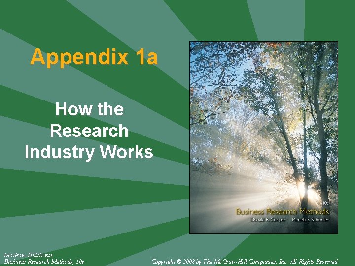 Appendix 1 a How the Research Industry Works Mc. Graw-Hill/Irwin Business Research Methods, 10