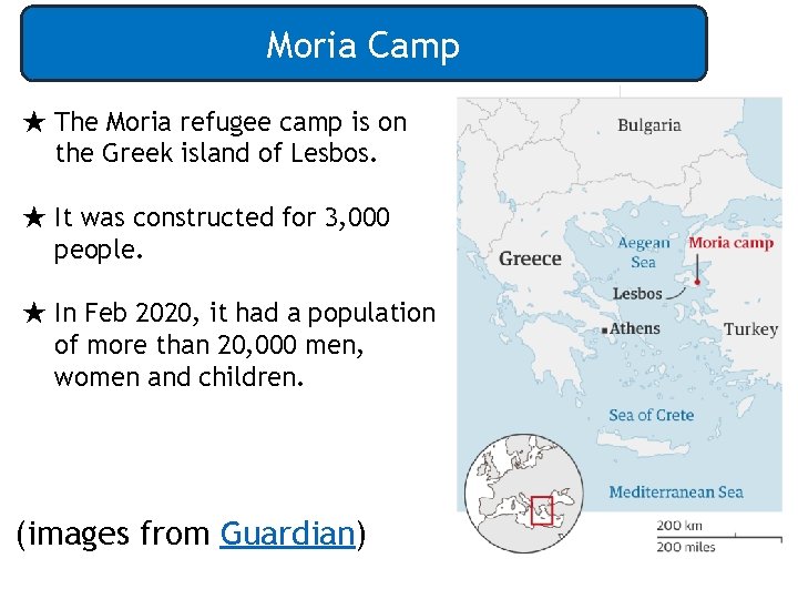Moria Camp ★ The Moria refugee camp is on the Greek island of Lesbos.