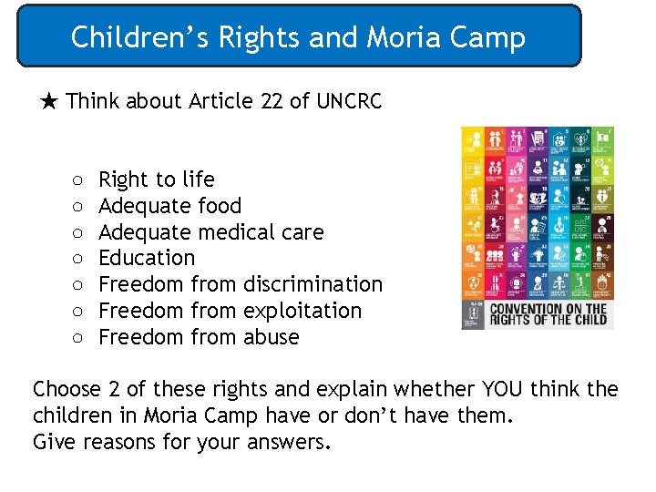 Children’s Rights and Moria Camp ★ Think about Article 22 of UNCRC ○ ○