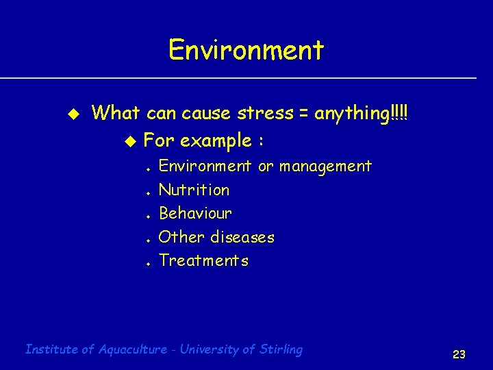 Environment u What can cause stress = anything!!!! u For example : u u