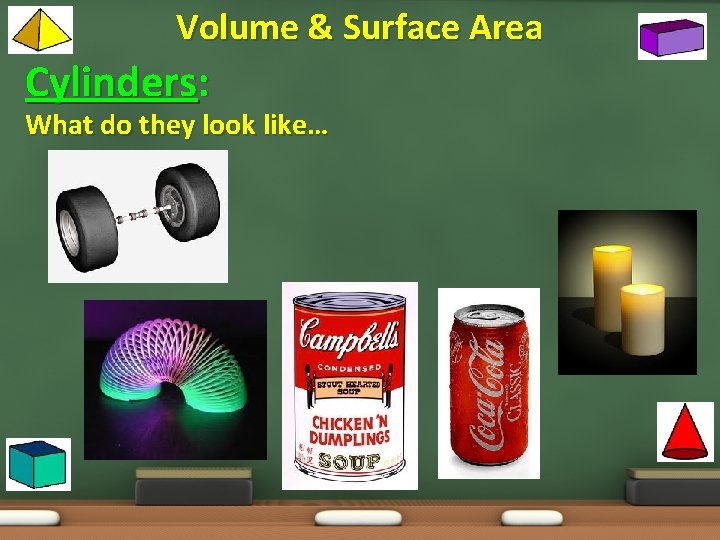 Volume & Surface Area Cylinders: What do they look like… 