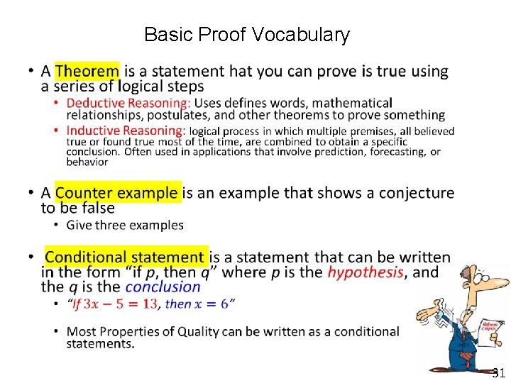 Basic Proof Vocabulary 31 