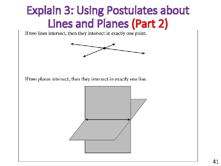 Explain 3: Using Postulates about Lines and Planes (Part 2) 41 
