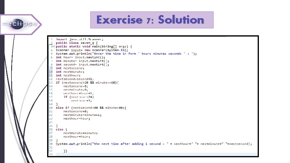 Exercise 7: Solution Exercise 7: Solution