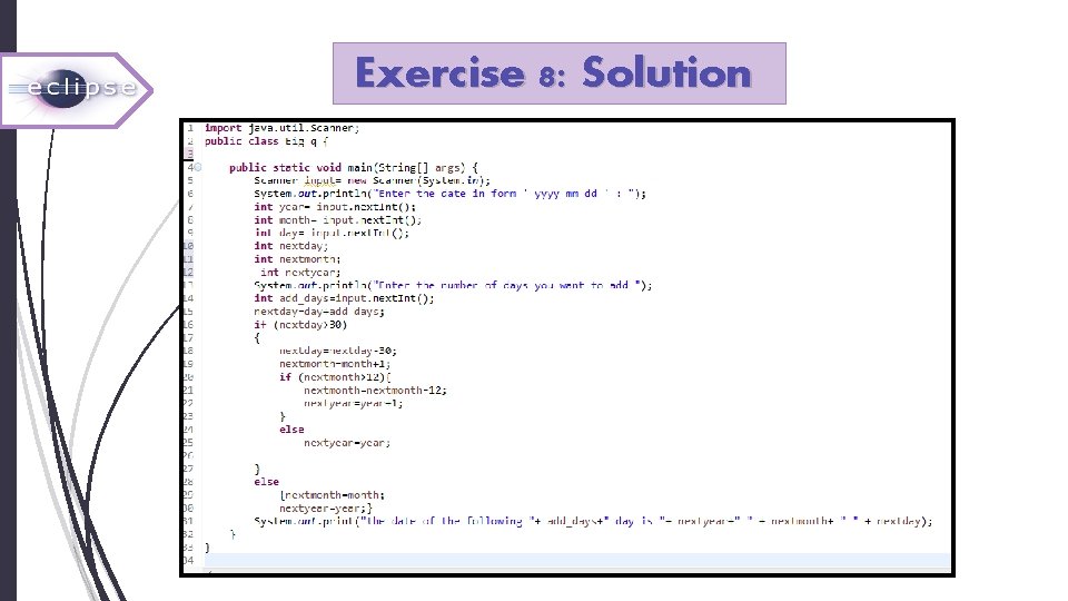 Exercise 8: Solution Exercise 8: Solution