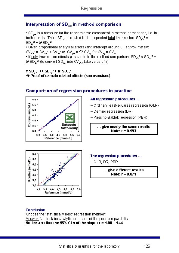 Regression Interpretation of SDy/x in method comparison • SDy/x is a measure for the