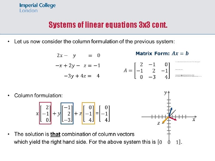 Systems of linear equations 3 x 3 cont. 