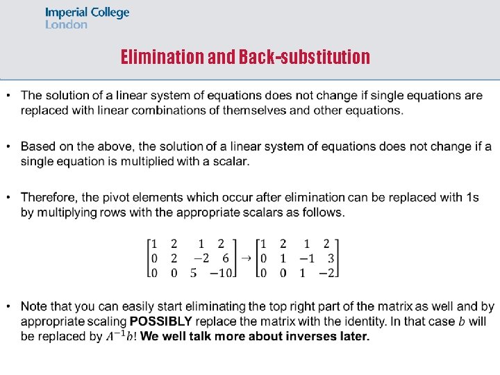 Elimination and Back-substitution 