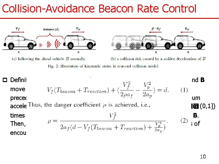 Collision-Avoidance Beacon Rate Control p Definition 1: (Danger coefficient �� ) Considering two vehicles