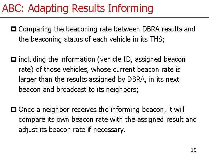 ABC: Adapting Results Informing p Comparing the beaconing rate between DBRA results and the