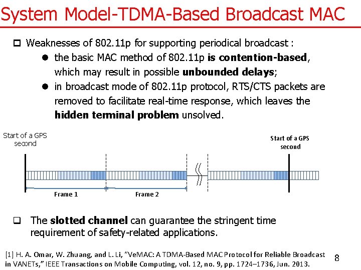 System Model-TDMA-Based Broadcast MAC p Weaknesses of 802. 11 p for supporting periodical broadcast