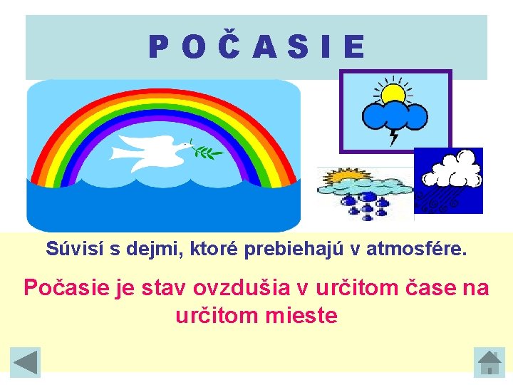 POČASIE Súvisí s dejmi, ktoré prebiehajú v atmosfére. Počasie je stav ovzdušia v určitom POČASIE Súvisí s dejmi, ktoré prebiehajú v atmosfére. Počasie je stav ovzdušia v určitom